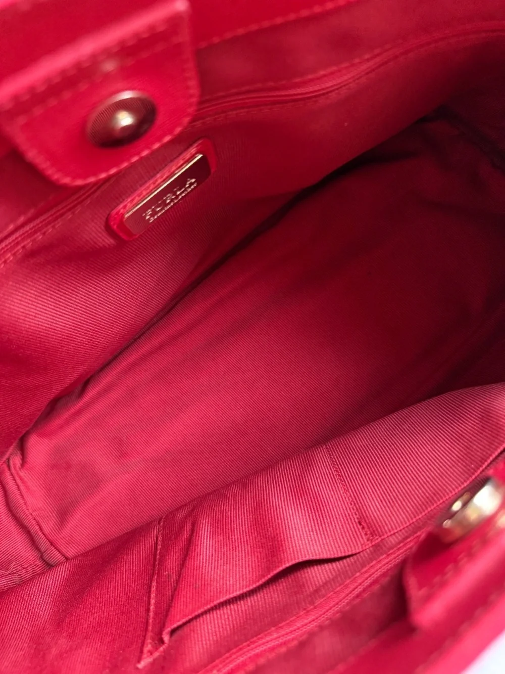 Furla Linda Saffiano Red Leather Top Handle Tote Bag Purse w/ Dustbag EUC